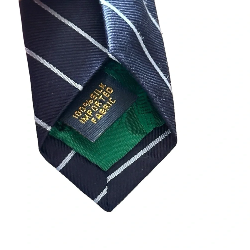 Tommy Hilfiger 100% Silk Patternblock Tie Blue/Green Plaid & Navy/White Stripe